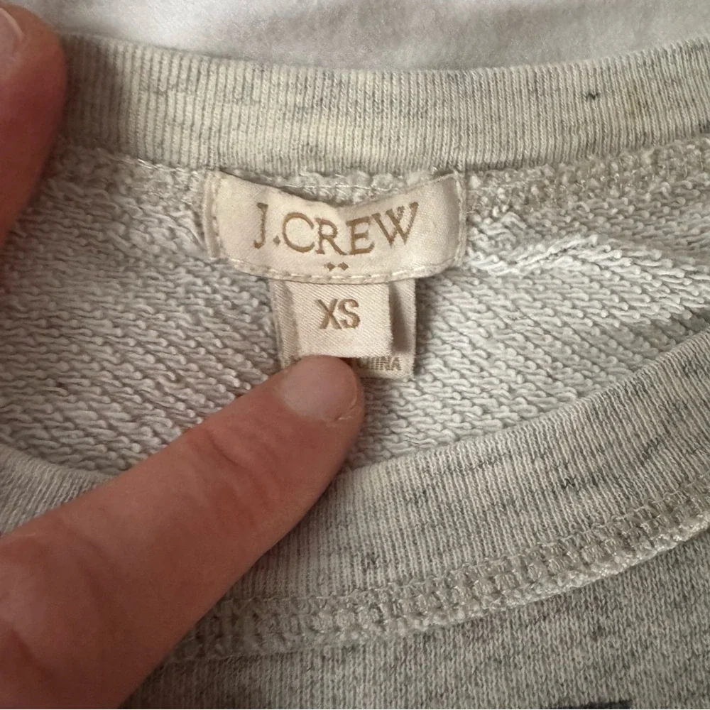 J crew pattern sweatshirt, grey with blue and gold